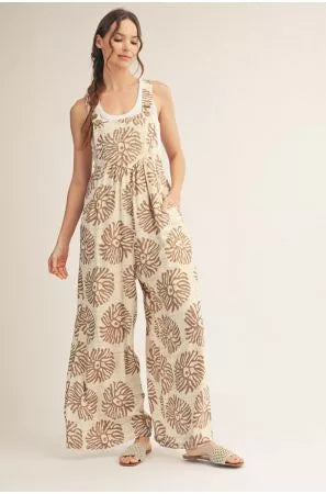 Taupe Printed Jumpsuit