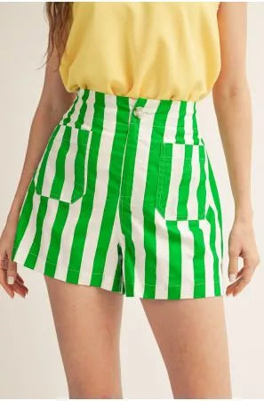 Bright Green Striped Shorts