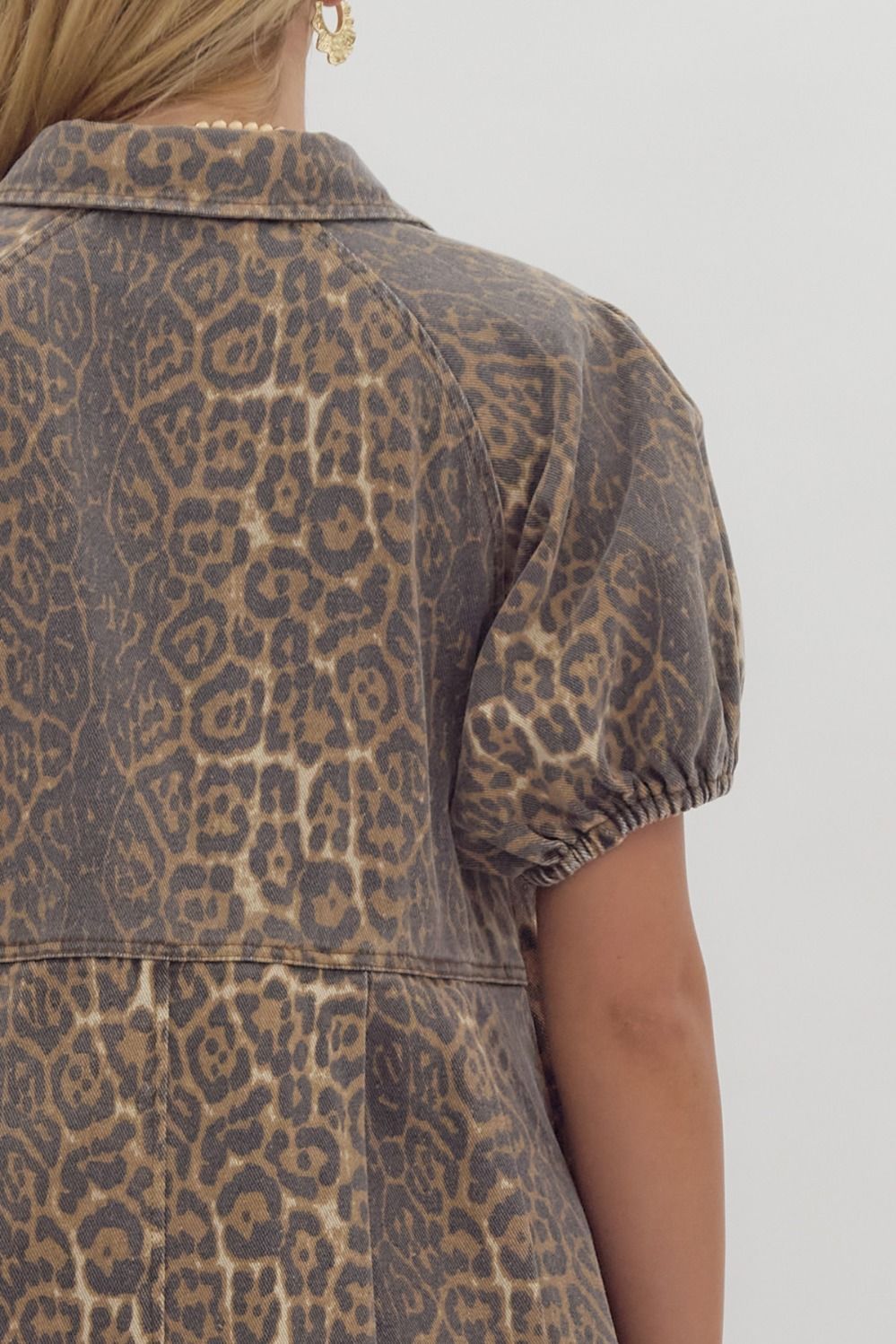 Denim Cheetah Button Down Dress