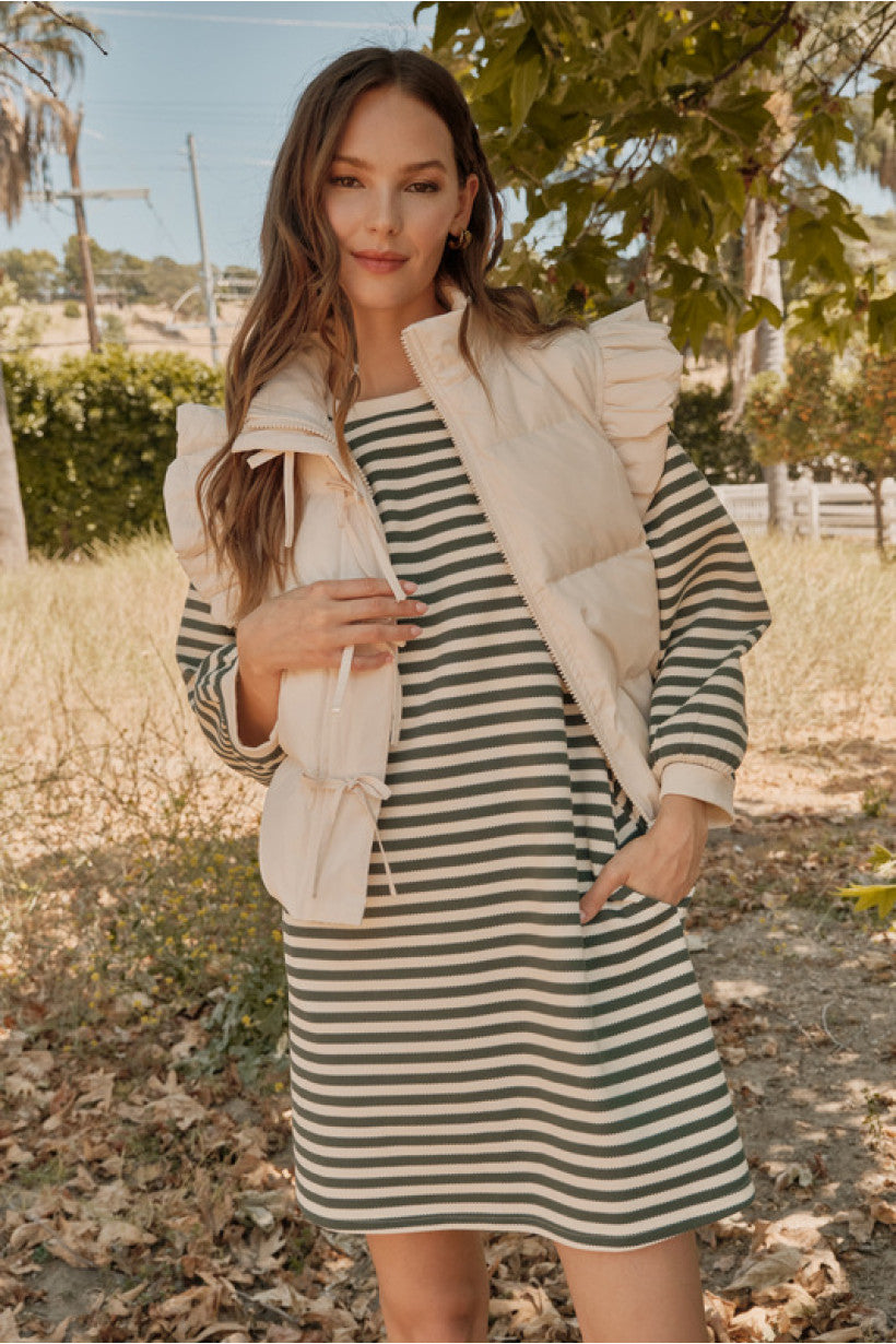 Bow Tie Ruffle Puffer Vest