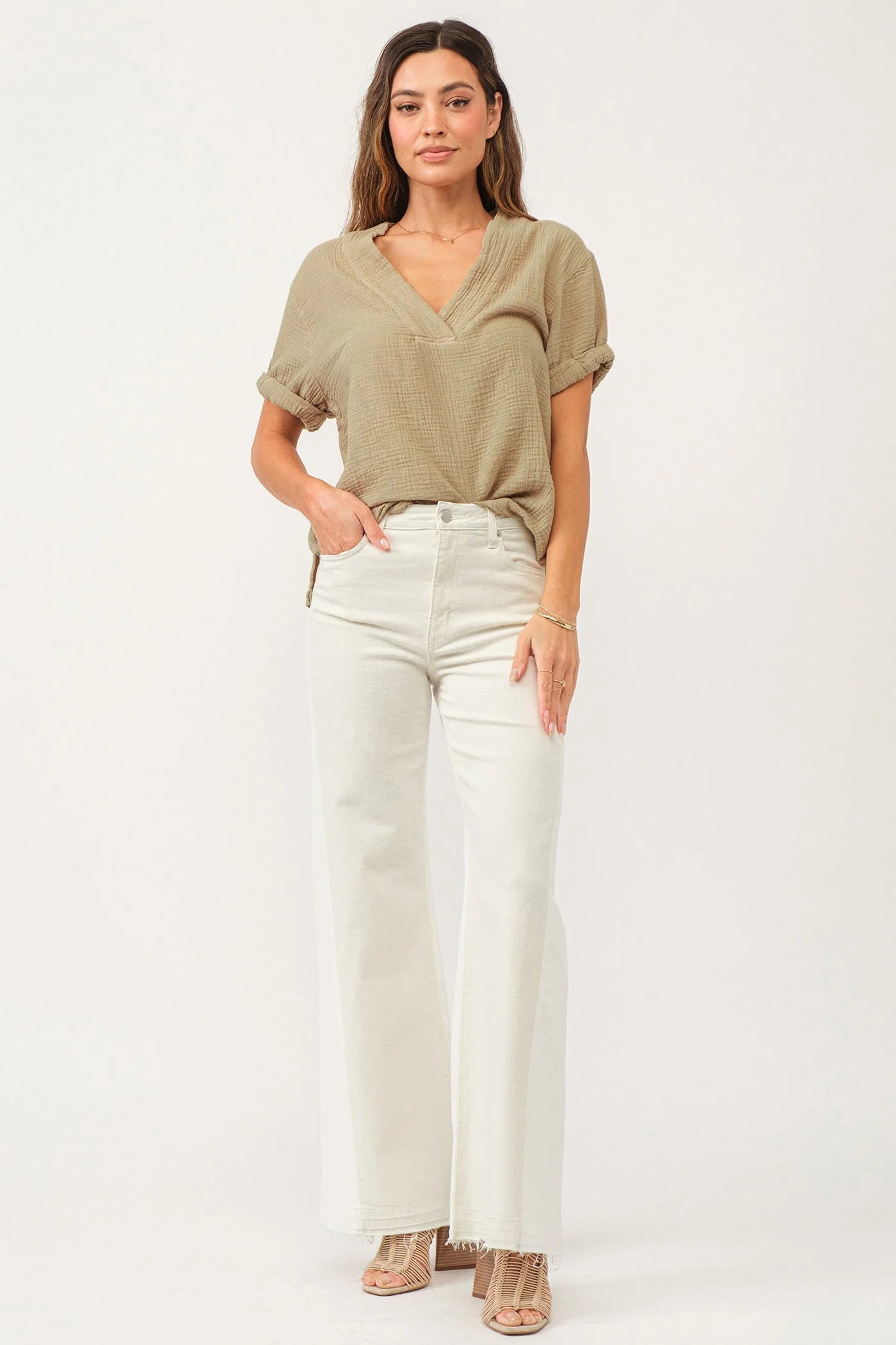 Fiona Wheat Wide Leg Jeans