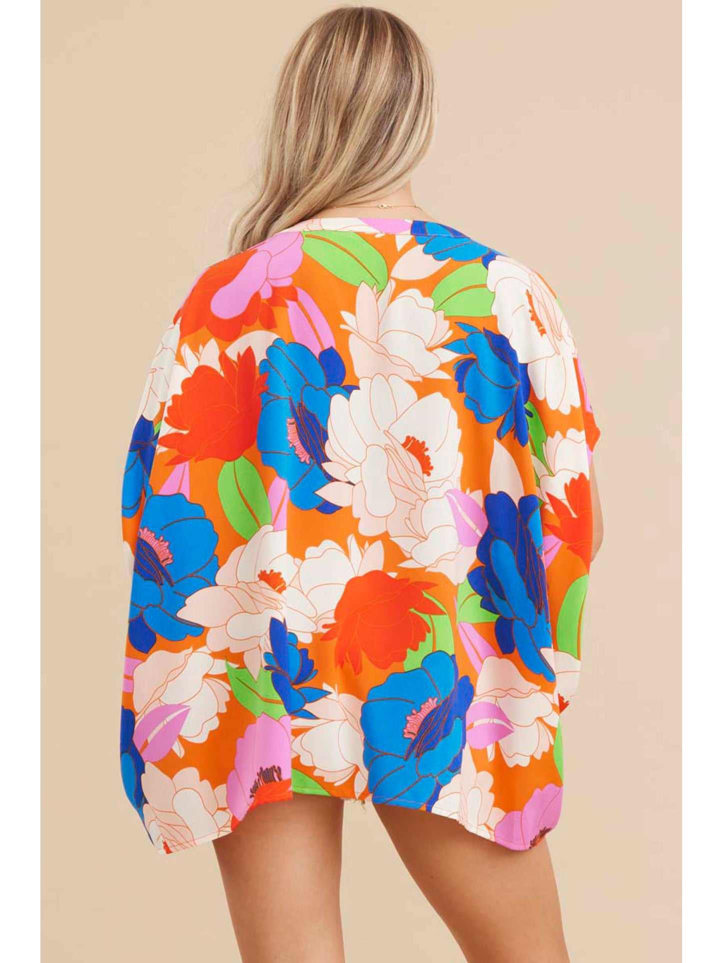 Coral Mix Floral Boxy Top