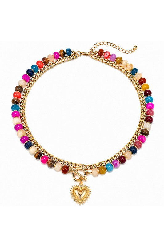Statement Heart Multi Bead Necklace