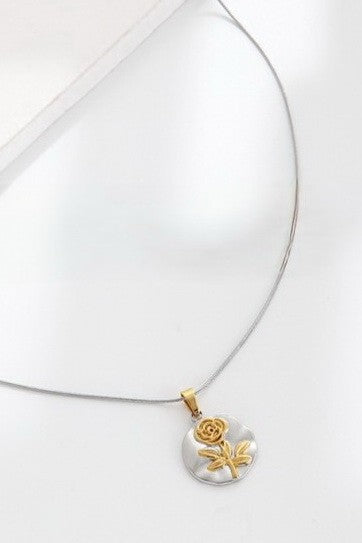 Two Tone Rose Necklace