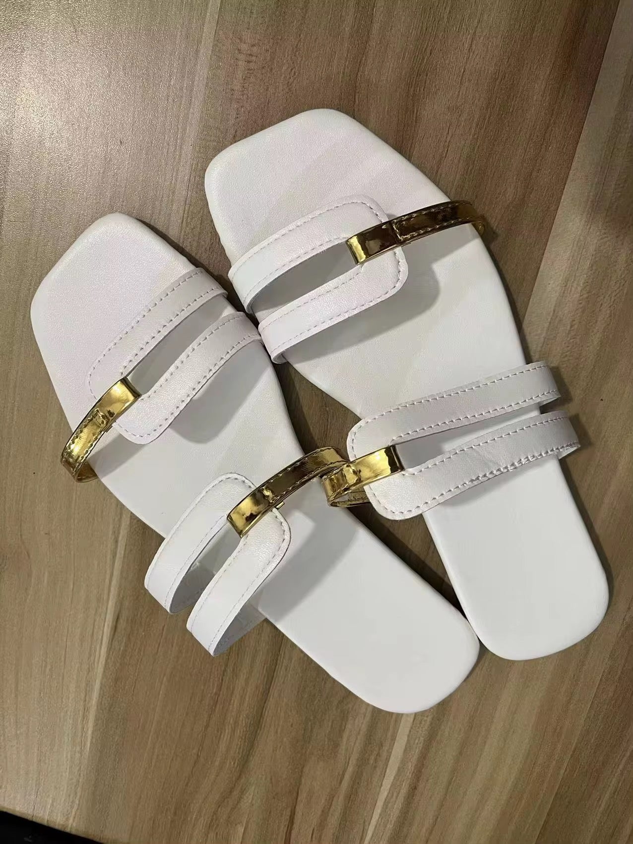 Basic White + Gold Sandals