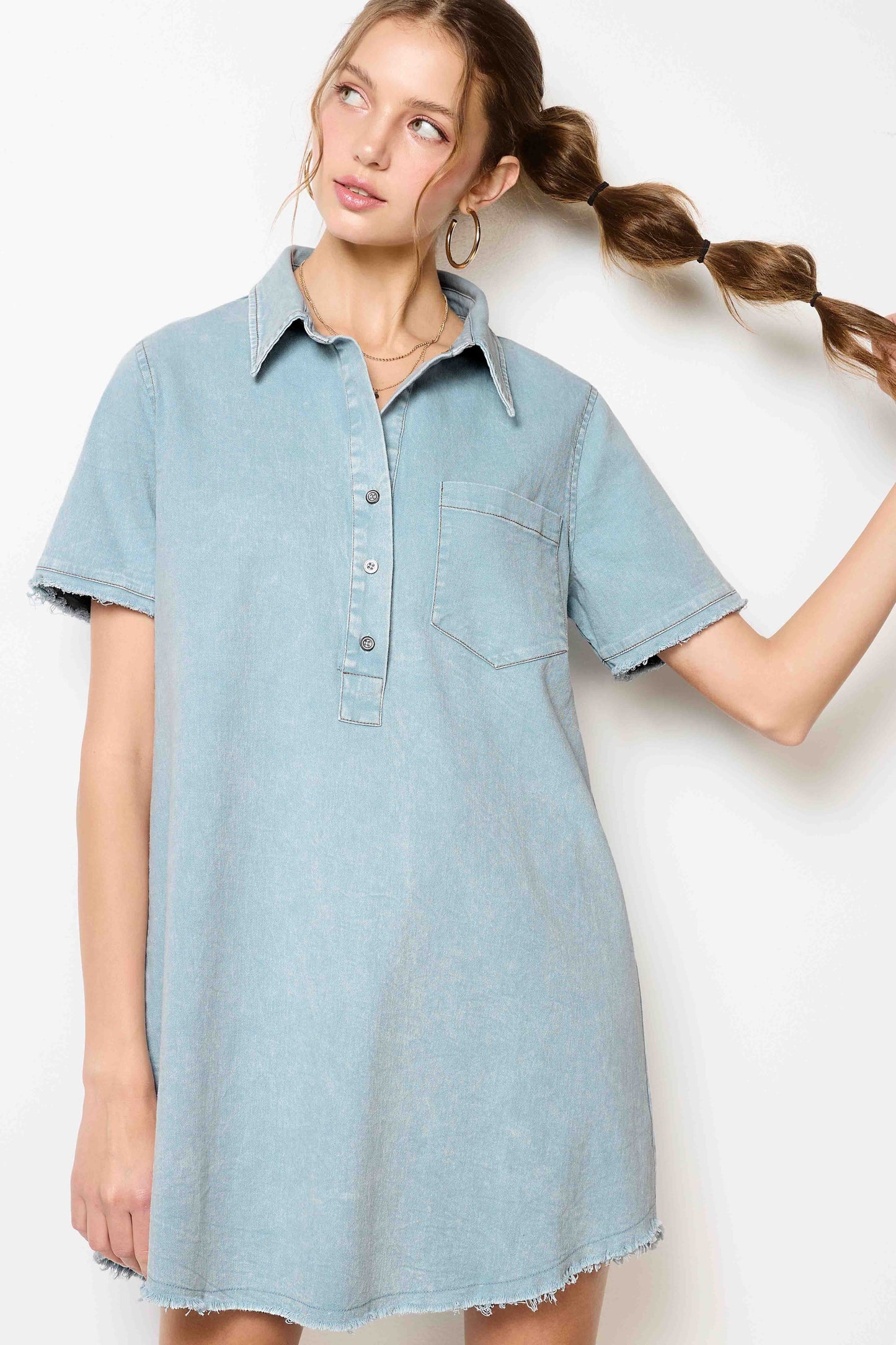 Soft Denim Mineral Washed Mini Dress