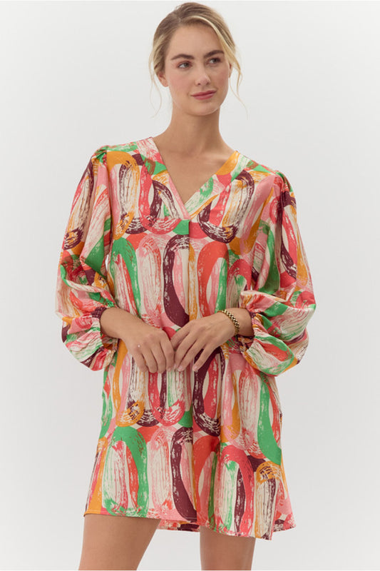 Abstract V-Neck Dress