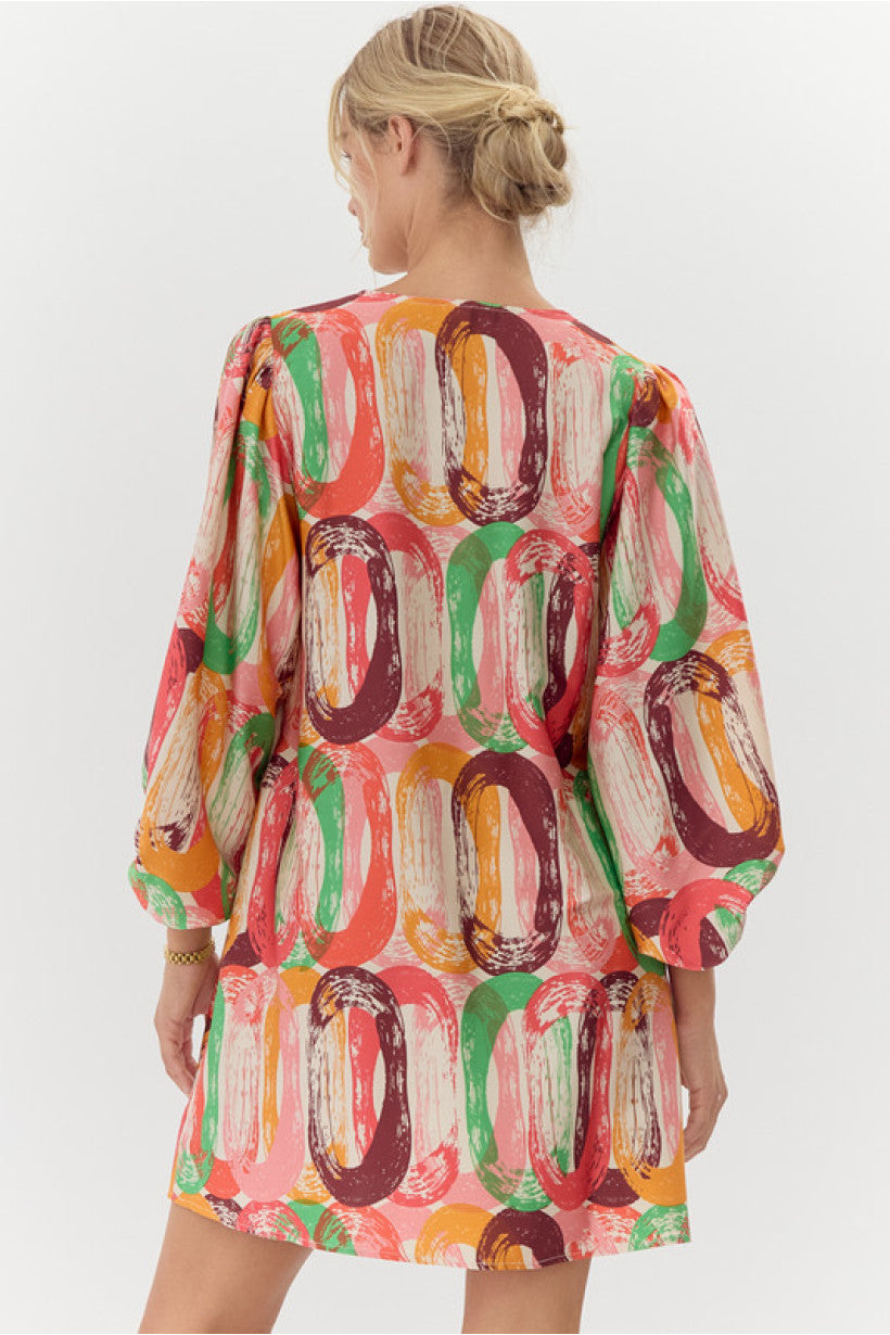 Abstract V-Neck Dress