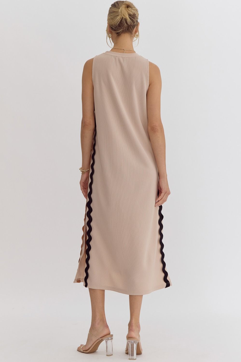 Taupe Ric Rac Detail Maxi Dress