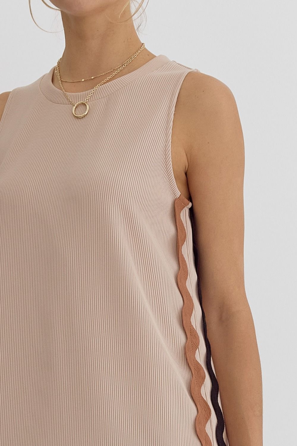 Taupe Ric Rac Detail Maxi Dress