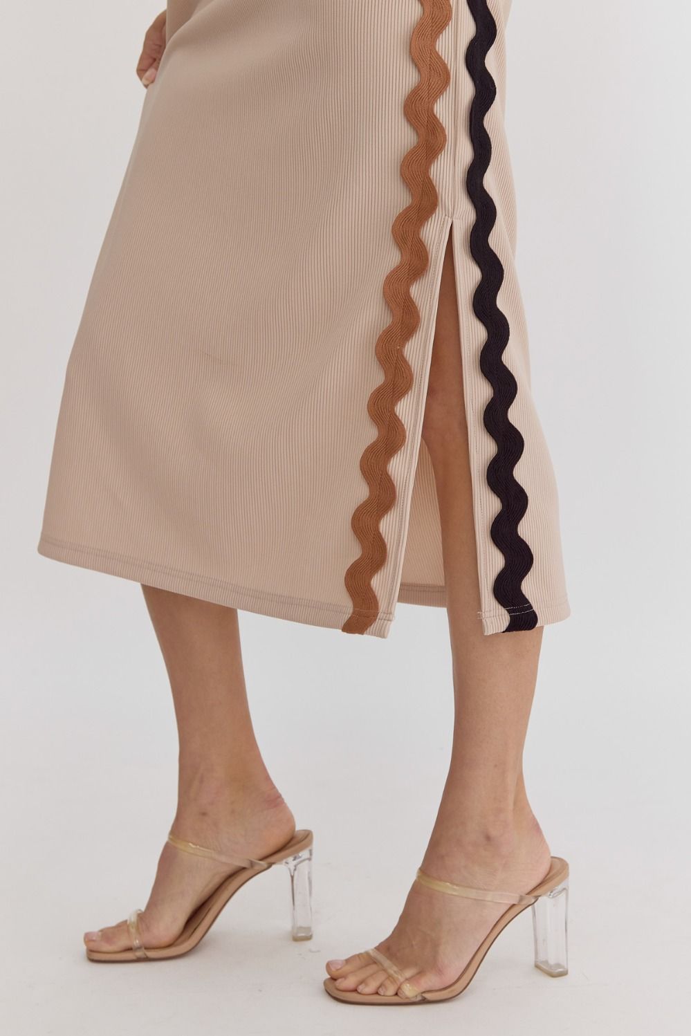 Taupe Ric Rac Detail Maxi Dress