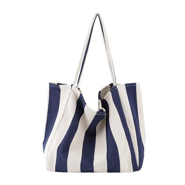 Navy Striped Tote Bag