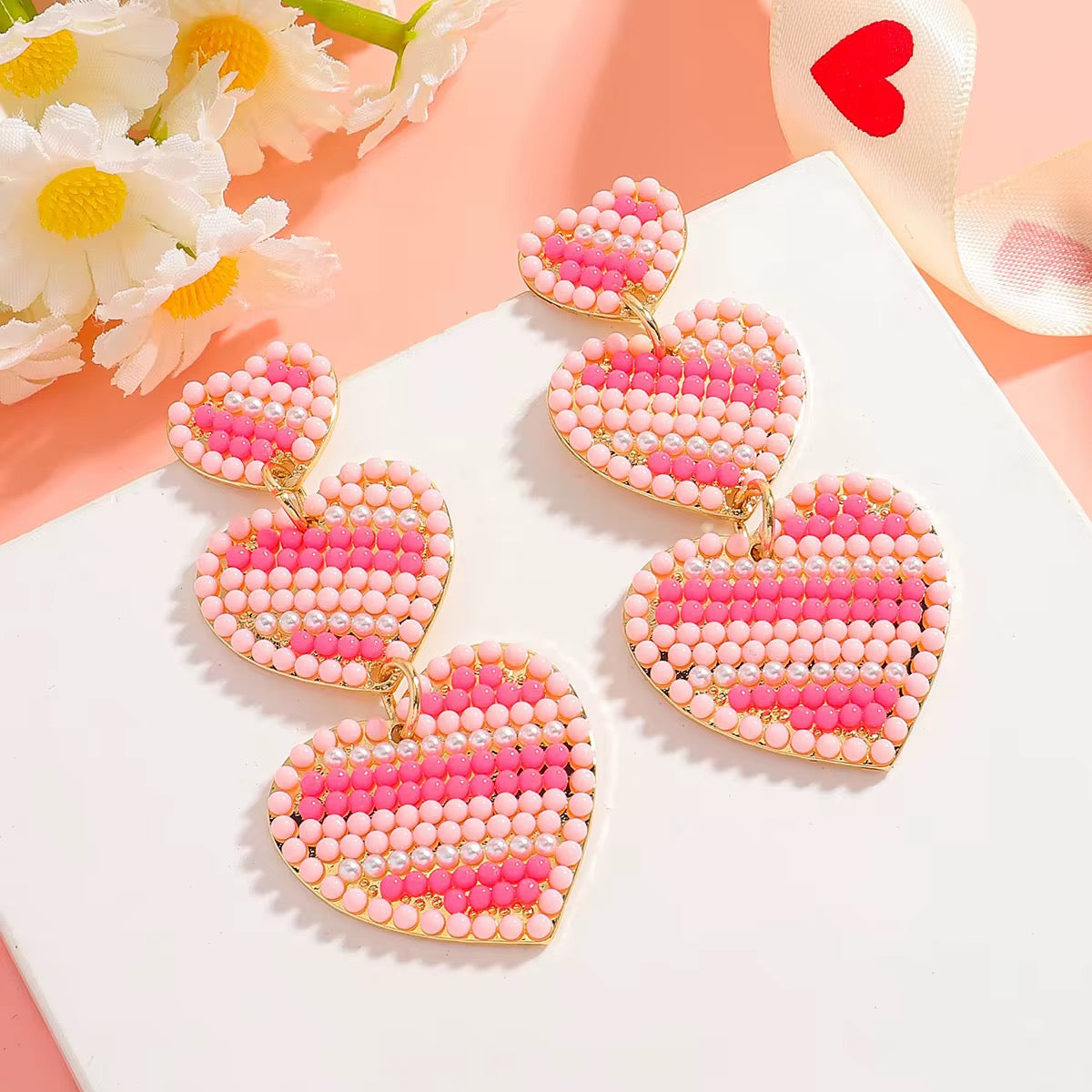 Beaded Valentines Earrings