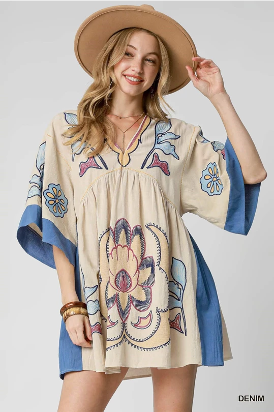 Embroidered Kaftan Dress