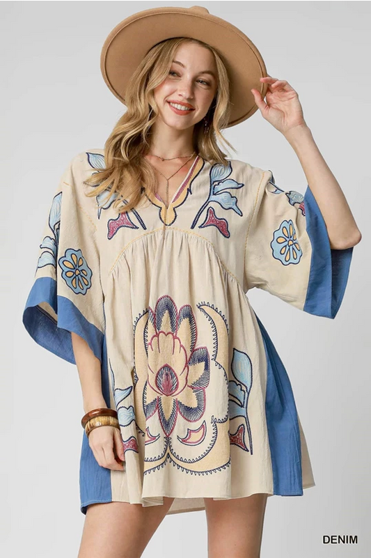Embroidered Kaftan Dress