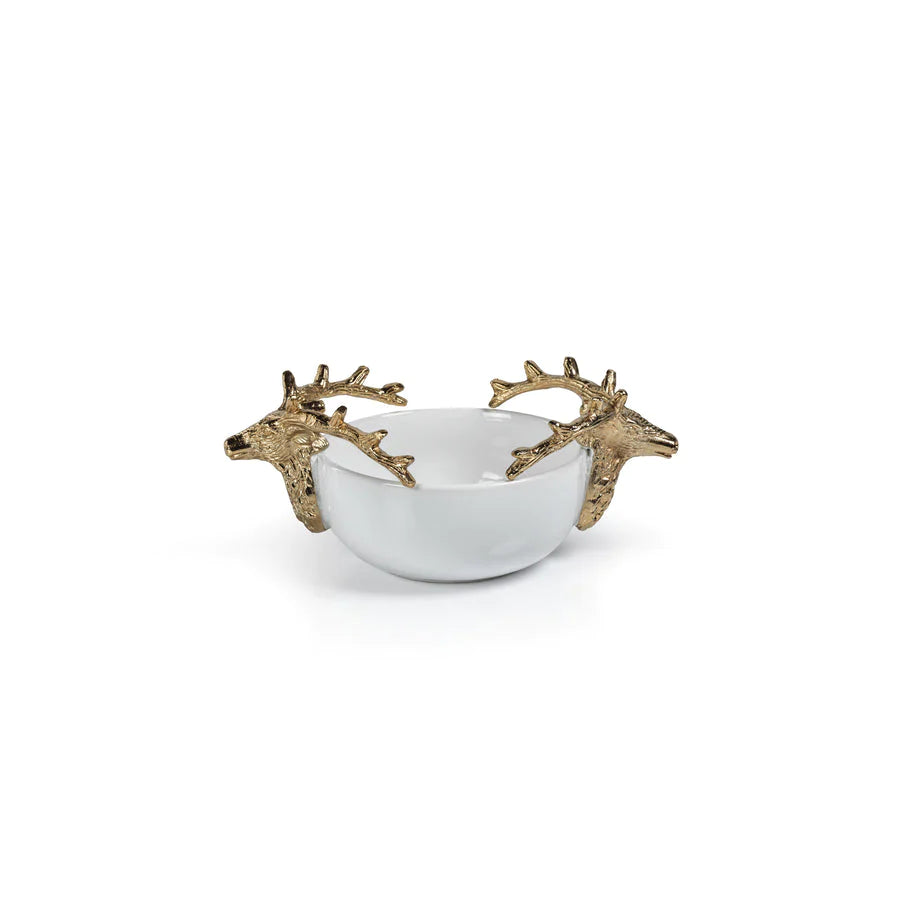 Aspen Ceramic Bowl with Gold Stag Head