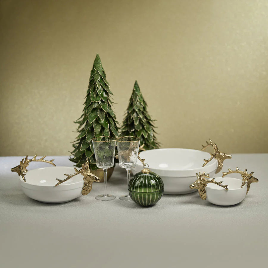 Aspen Ceramic Bowl with Gold Stag Head