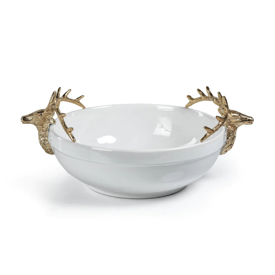 Aspen Ceramic Bowl with Gold Stag Head