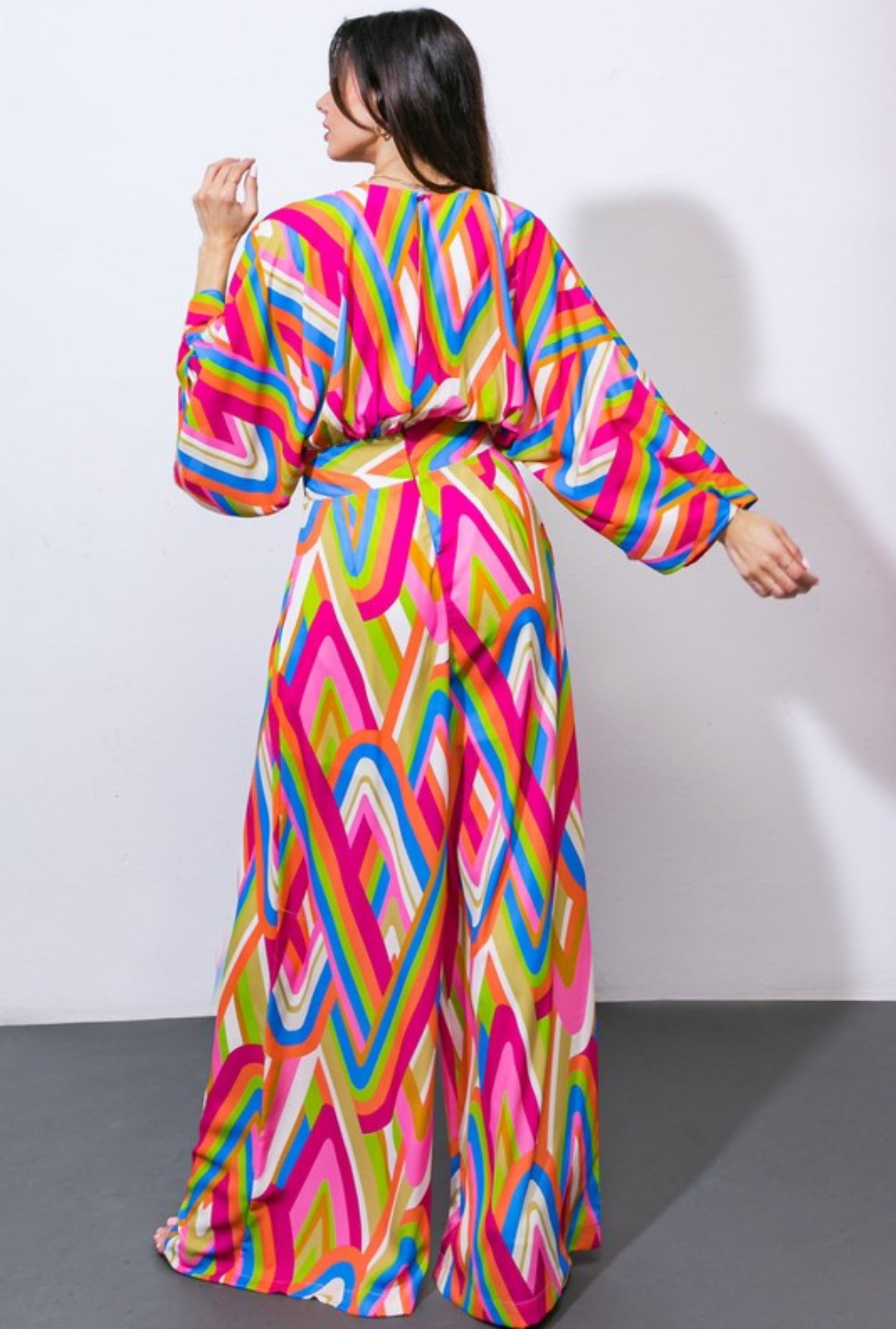 Multi ZigZag Kimono Sleeve Jumpsuit