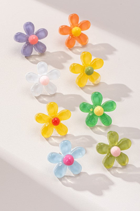 Transparent Flower Stud
