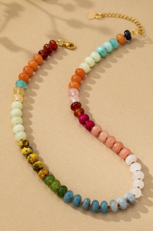 Natural Agate Beaded Necklace