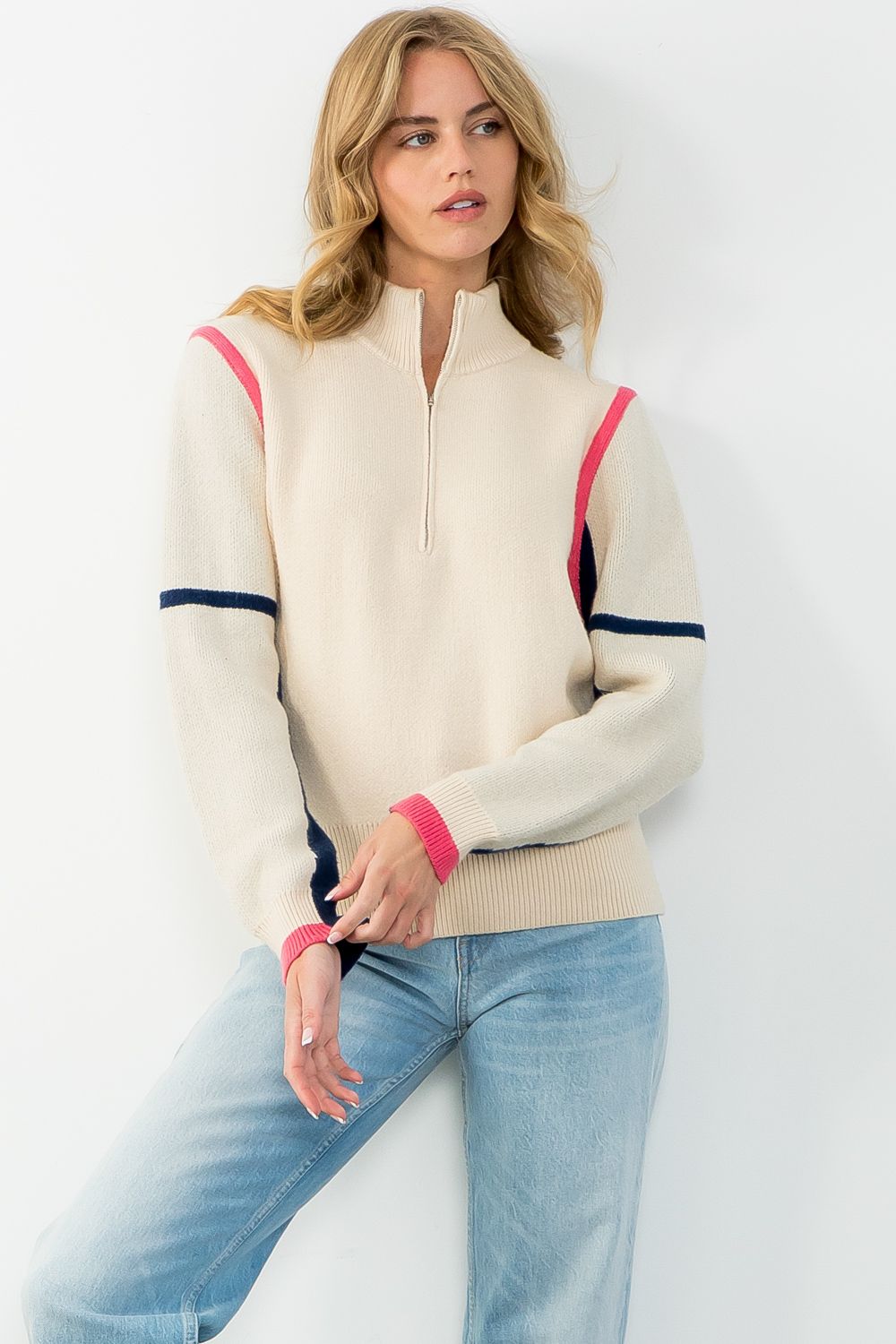 Rib Knit Half Zip Sweater