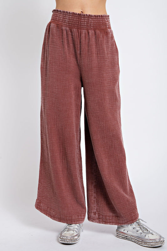 Washed Cotton Gauze Pants