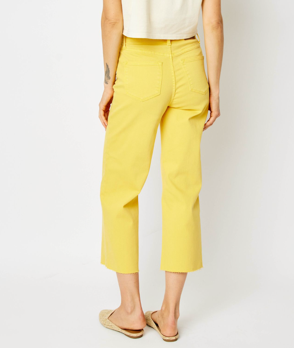 High Waist Yellow Wide Leg Crop Jean