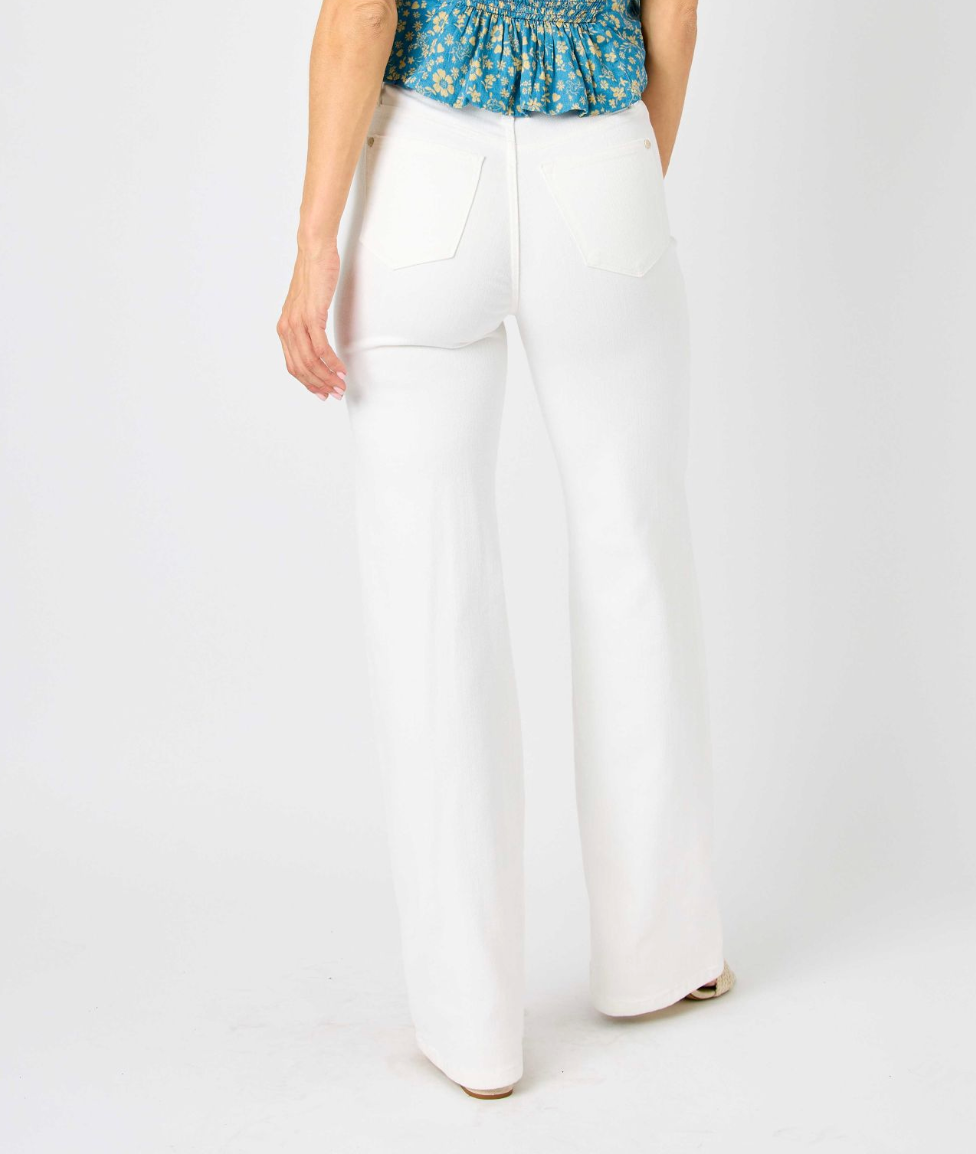 High Waist White Braided Waistband Jean