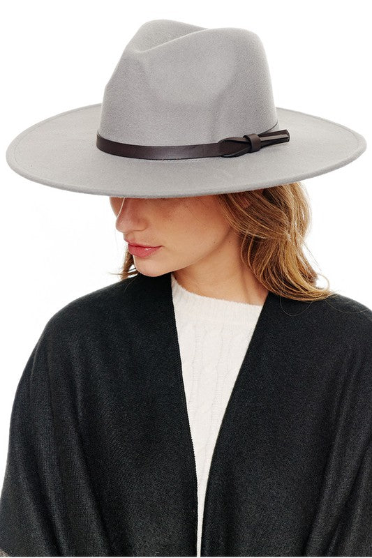 Grey Wide Brim Fedora Hat