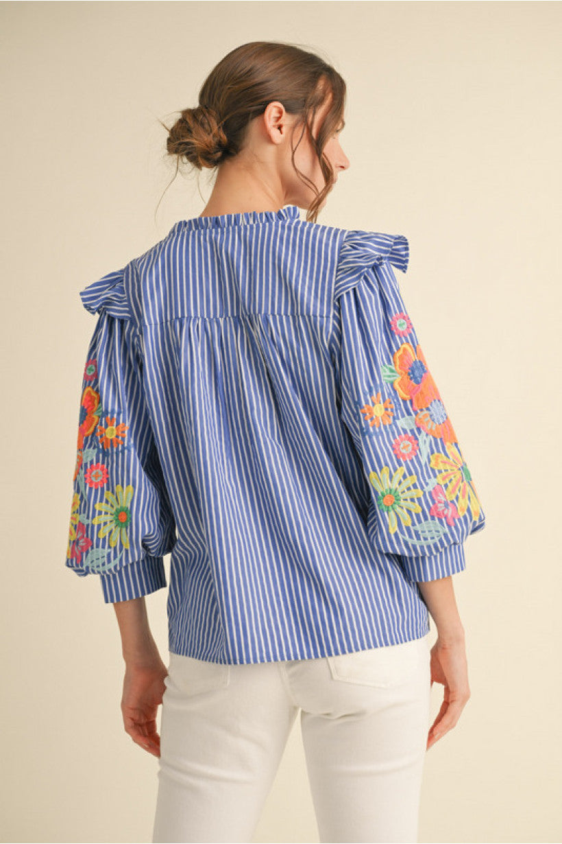 Striped & Floral Statement Blouse