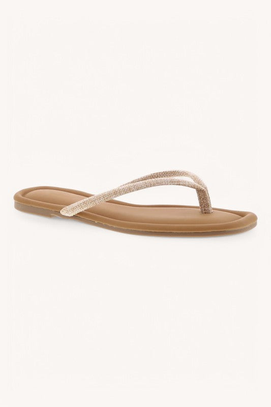 Priscilla Beige Linen Flops