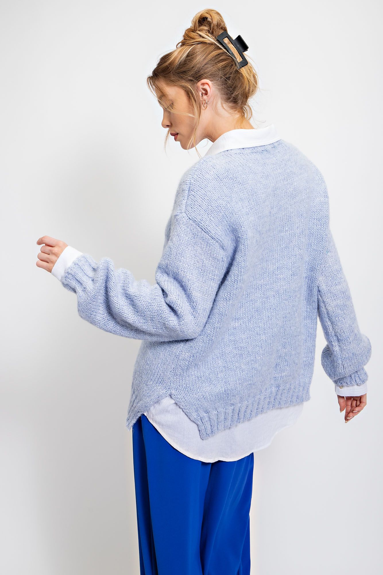Peri Blue Melange Knitted Sweater