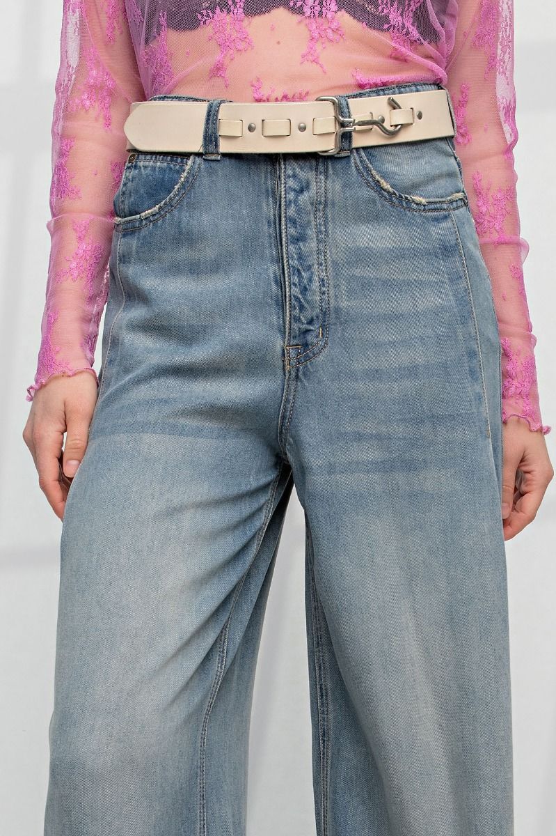 Soft Washed Wide Leg Denim Pants