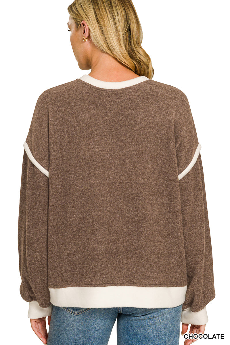 Brushed Melange Chocolate Sweater