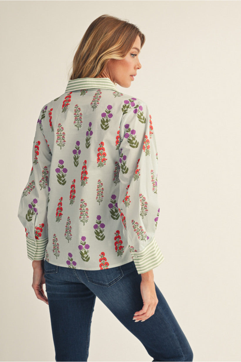 Minty Floral Blouse