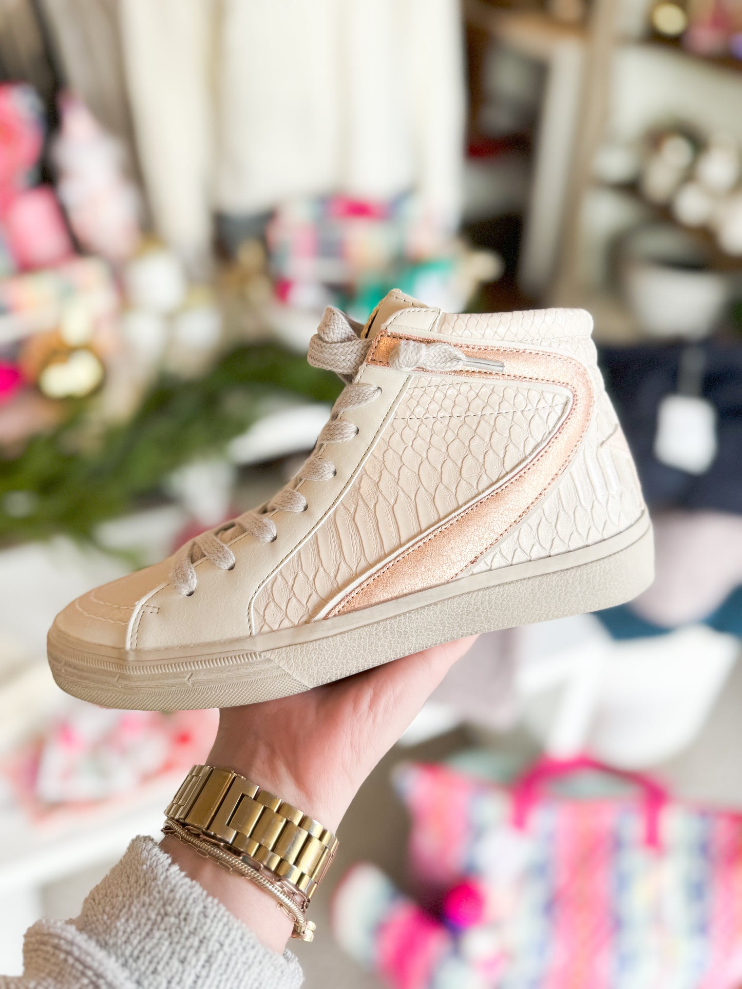 Rooney Taupe Snake Sneakers