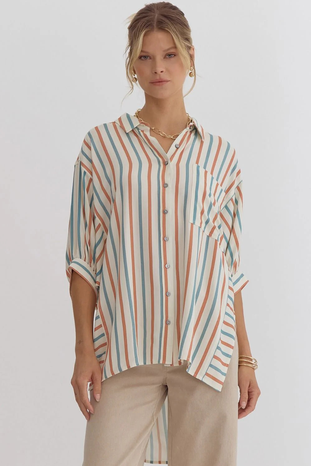 Blue + Rust Dolman Top
