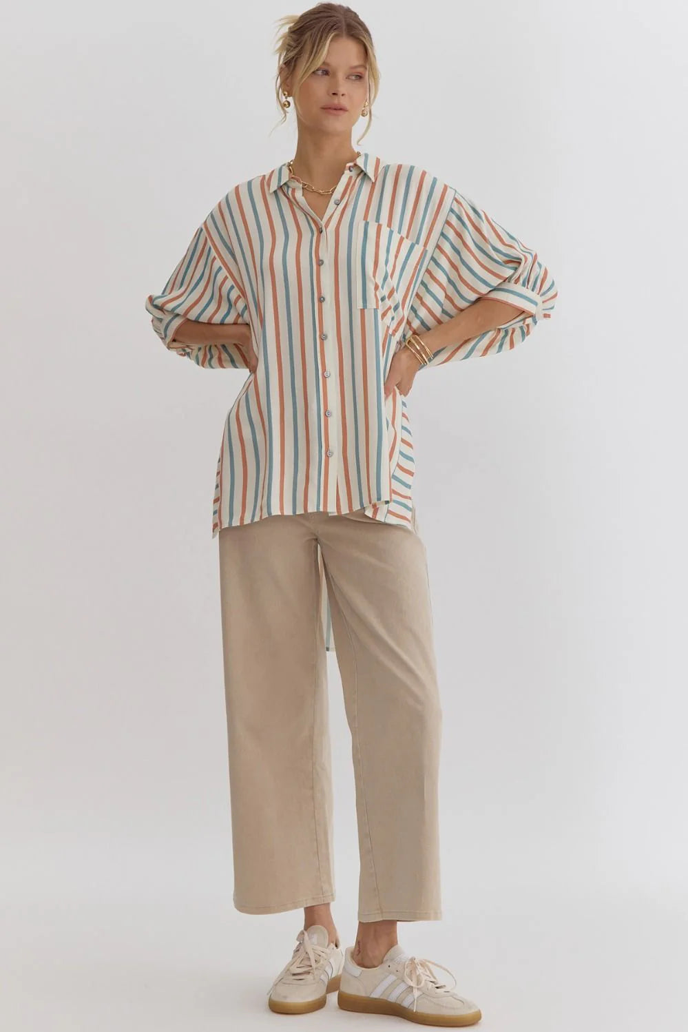 Blue + Rust Dolman Top