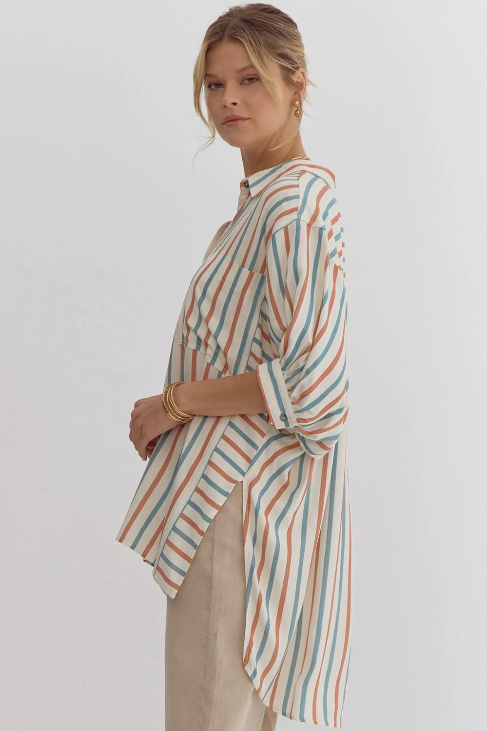 Blue + Rust Dolman Top