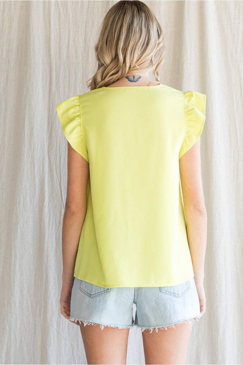 Neon Lime Scalloped Top