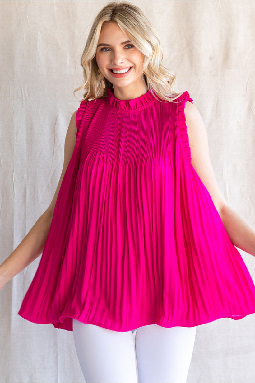 Magenta Pleated Top