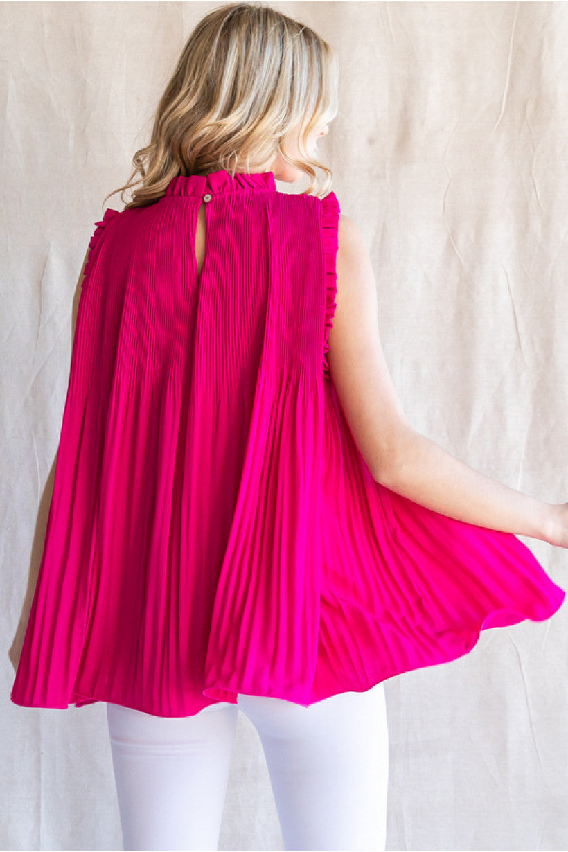 Magenta Pleated Top