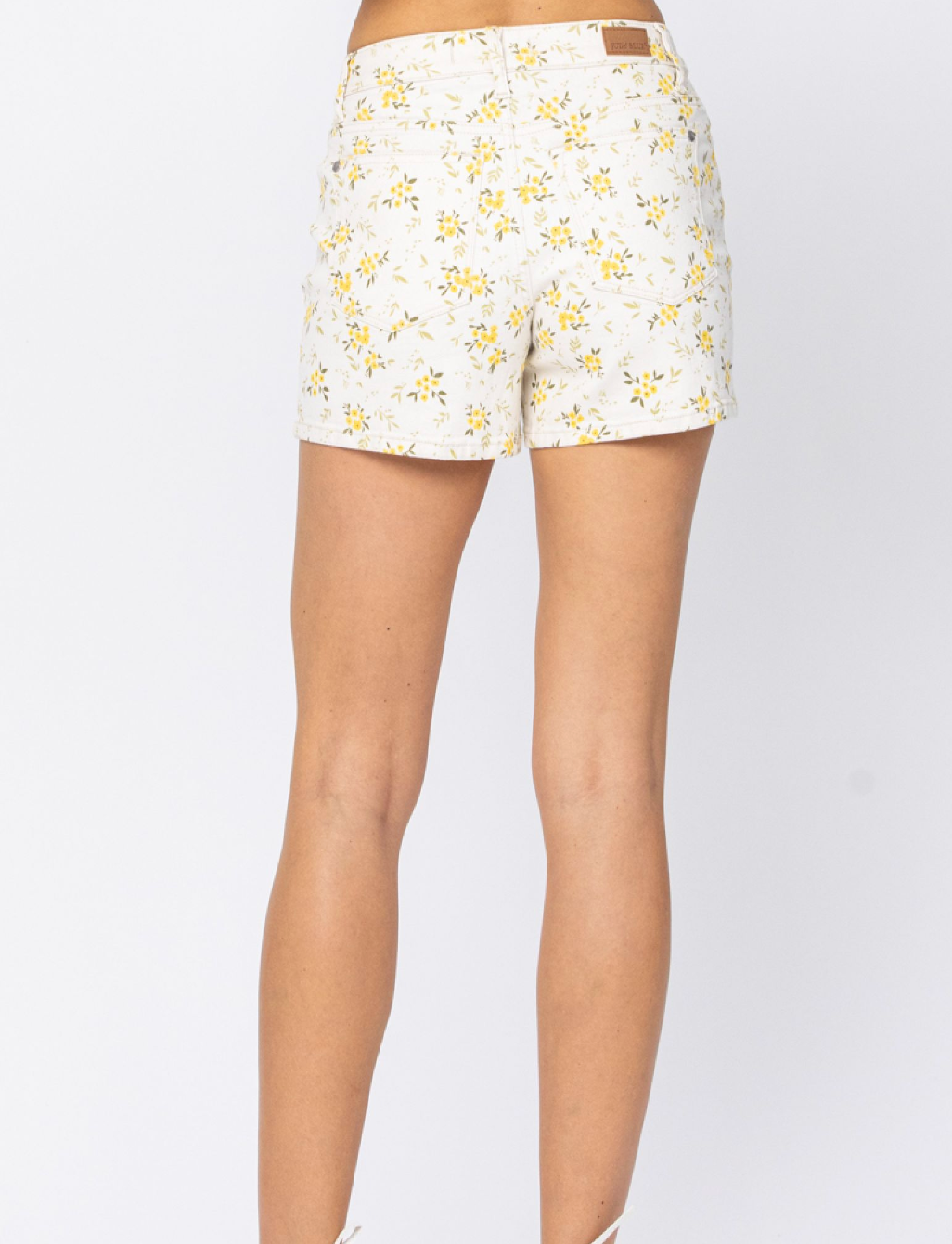 Flower Print Yellow & White Shorts