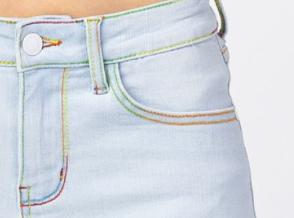 Rainbow Thread Jean Shorts