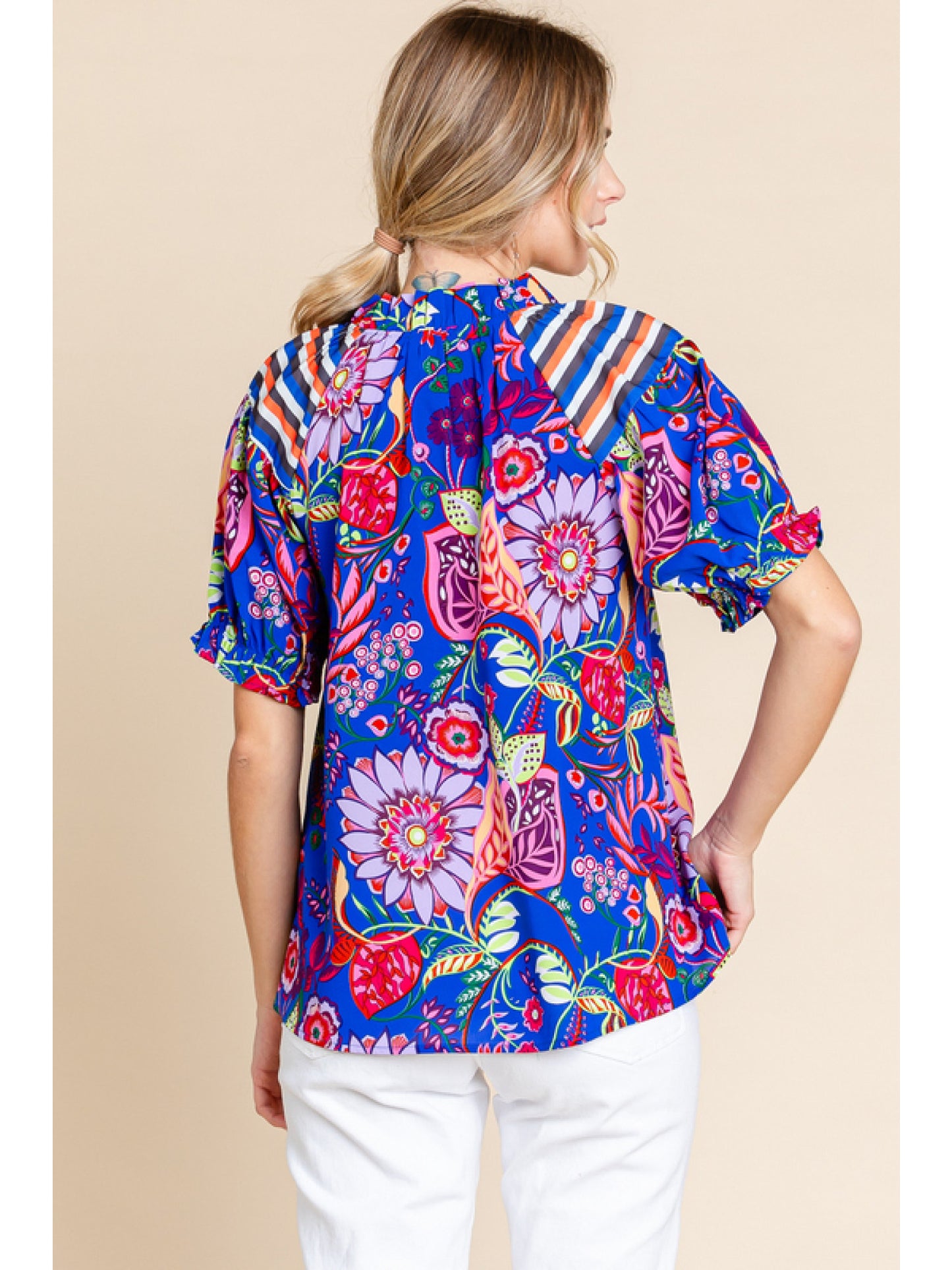 Royal Bold Floral Blouse