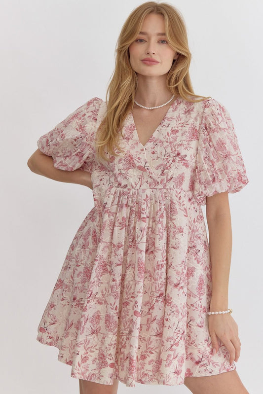 Eyelet Blush Floral Mini Dress