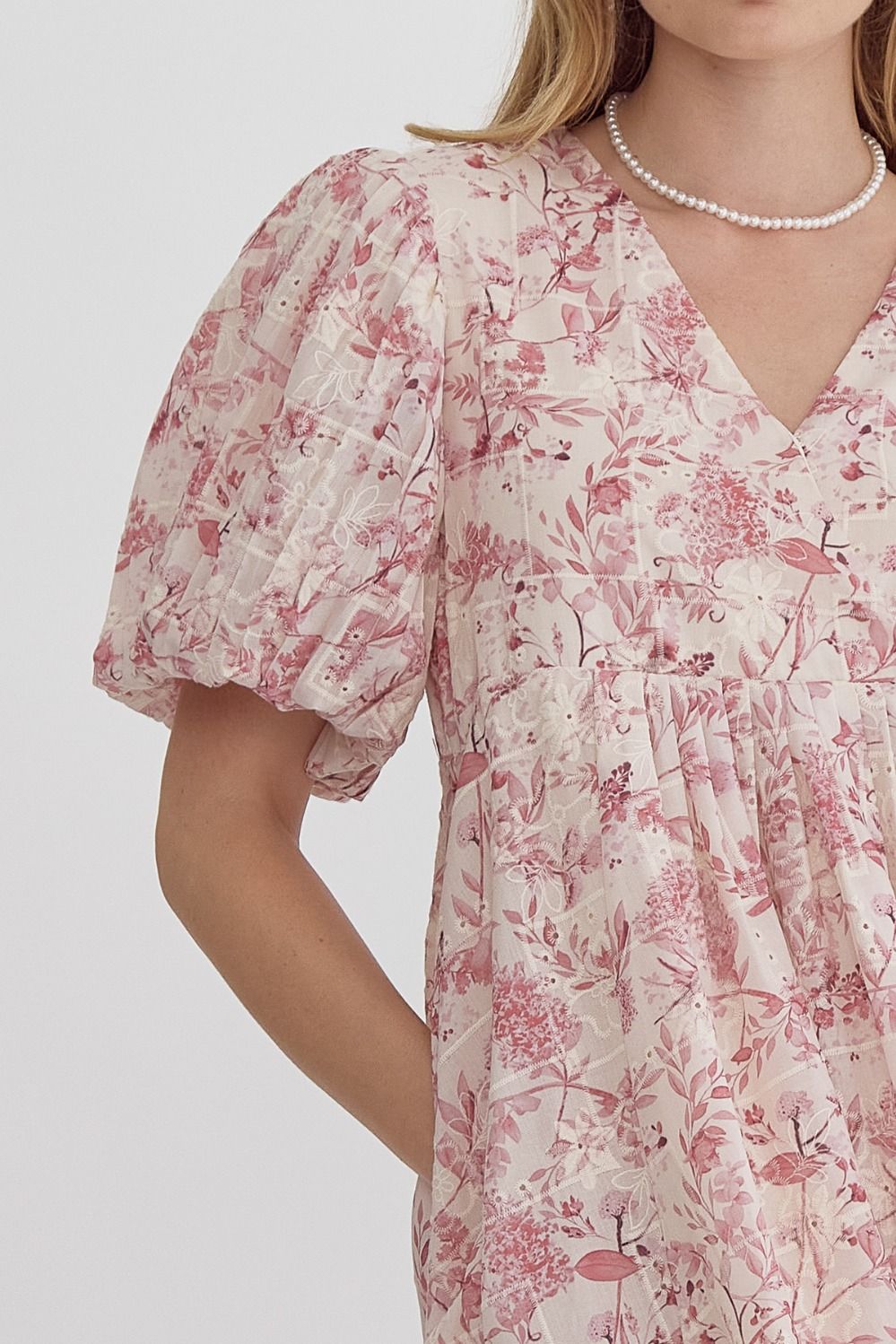 Eyelet Blush Floral Mini Dress