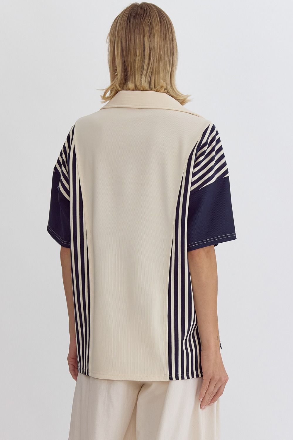 Oversized Ribbed & Collared Top
