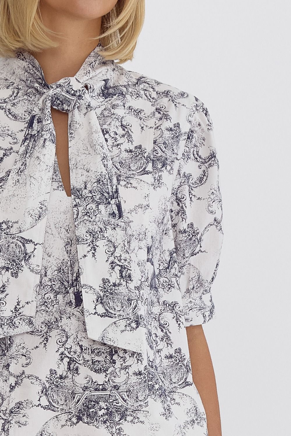 Antique Printed Self Tie Blouse